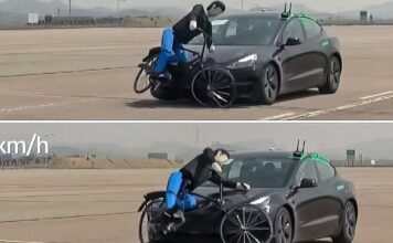 Tesla model 3 провалила тест на запобігання зіткнення з велосипедистами